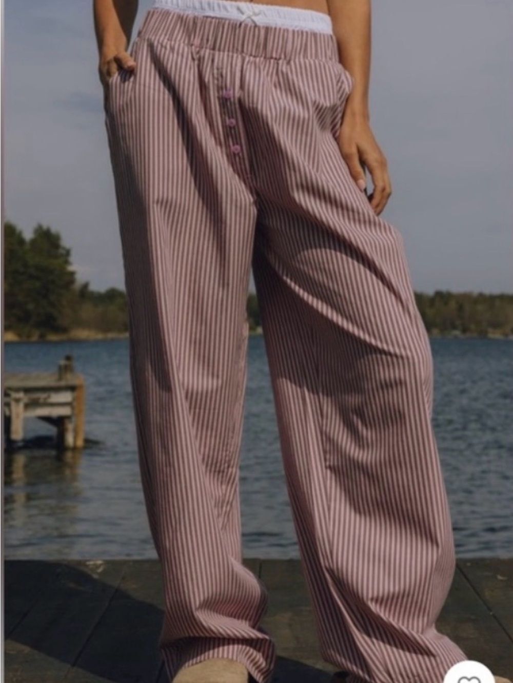 Daily Drills Pointelle Double Banded Striped Pants